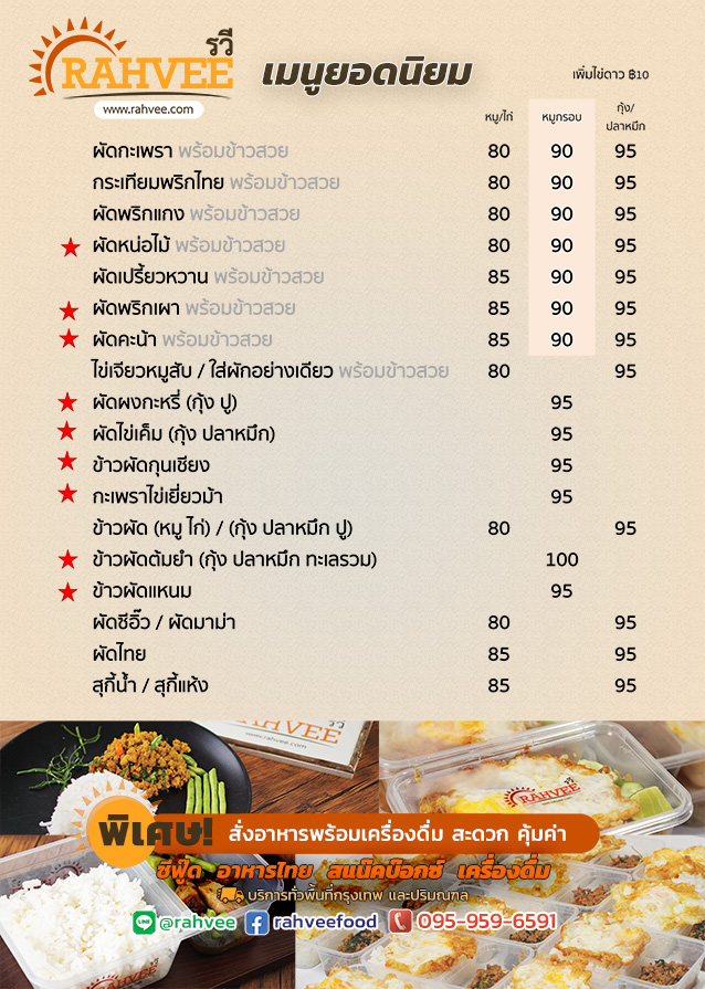 รายการอาหารกล่อง delivery พร้อมราคา